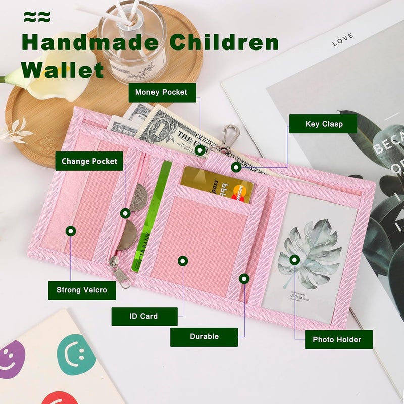 Nitort Wallet,RFID Trifold Canvas Outdoor Sports Wallets for Kid,Lovely and Novelty Wallet with Zipper for Kids- Front Pocket Wallet with Magic Sticker(Rainbow Bling KW05) - Image 4